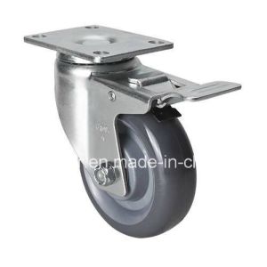 Quality Edl Medium 4&quot; Plate Brake PU Caster 5024-76 with 150kg Maximum Load and Ball Bearing for sale