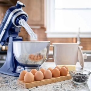 Home Kitchen Bamboo Egg Protection Safe Storage Rack Countertop Fridge Storage