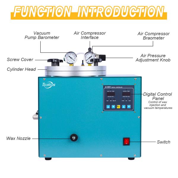 Tooltos 510w Jewelry Digital Vacuum Wax Injector Machine With 3KG Capacity
