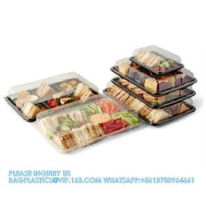 Rectangle Cake Platter With Lid Reusable Buffet Catering Sandwich Trays