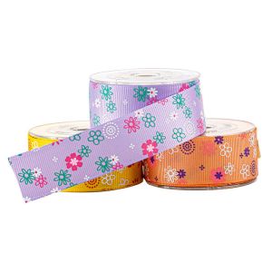 Yellow Cake Boxes Wrapping Flower Printed Grosgrain Ribbon