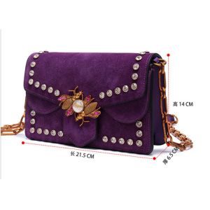 Polished Leather Single Womens Shoulder Handbags , Honeybee Fashion Rivets