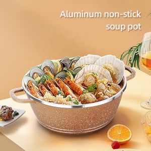 Multifunction 6pcs Double Bottom Die Cast Nonstick Aluminum Cookware Set