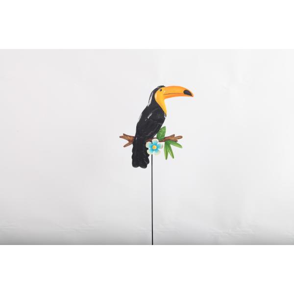 Plug In Toucan Metal Yard Ornaments Weather Resistance Garden Decorations