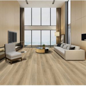 Grain Stone Rigid SPC Vinyl Floor Anti Slip Bright Brown Grey Jump Color Oak