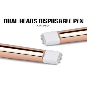 3D Disposable Microblading Pen Golden Double Head With Curve Shading Blade