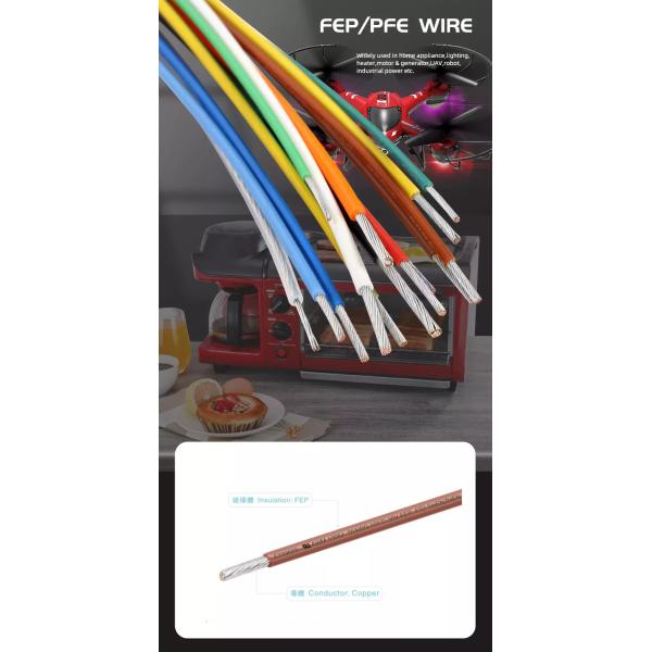 30V FEP Insulated Wire Heating Application Copper Electric Wire Multicore