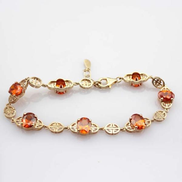 18k Rose Gold Plated 925 Silver Link Garnet Tennis Bracelet(H07)