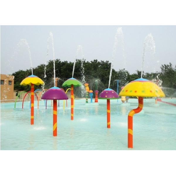 Mushroom Group Spray Park Equipment , Customized Fiberglass Water Slide for Water Park