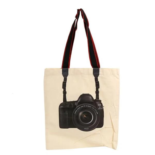 Customizable Screen Printing Camera Shopping Tote Bag for Durable and Personalized