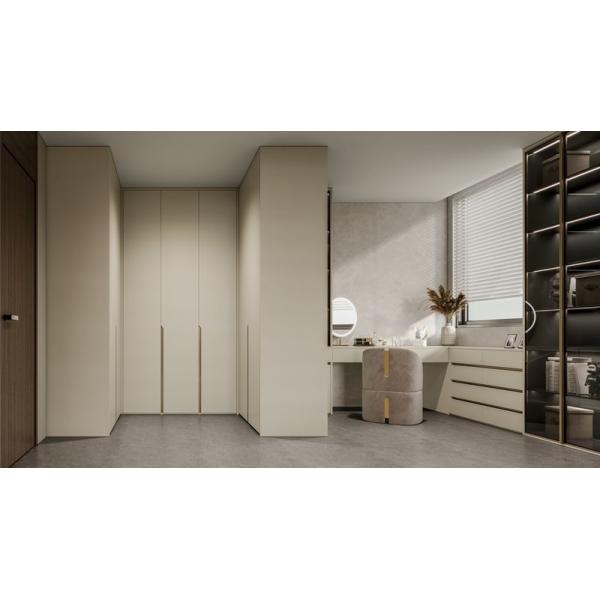 Effortless Style And Functionality Modern U-Shaped Wardrobe With White-Almond