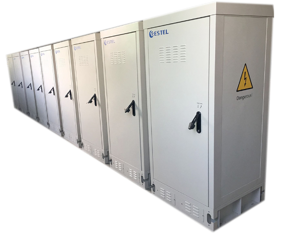 Front Rear Door Sandwich 20U Outdoor Battery Enclosure Anti Theft Three Point Lock