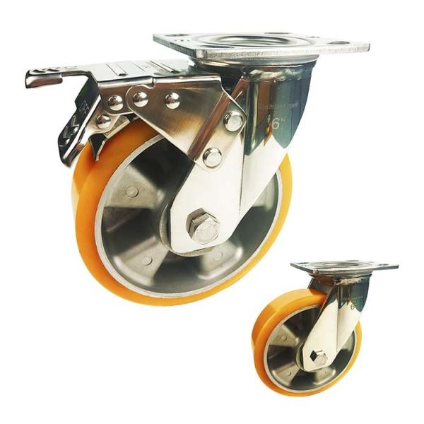 Buy 6" Diameter 770LBS Capacity Swivel Brake Aluminium PU Wheel Casters at wholesale prices