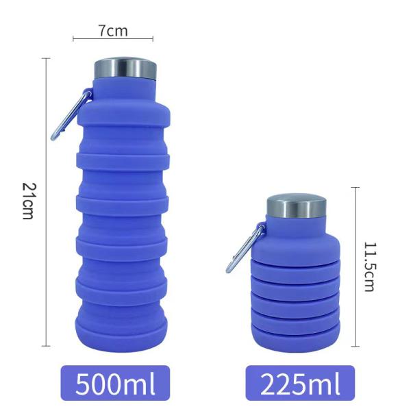Reuseable Collapsible Water Bottle BPA Free Silicone Foldable Water Bottles For Travel Gym Camping Hiking