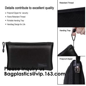 Double layer heat protection large fireproof document money pouch bags,Safety