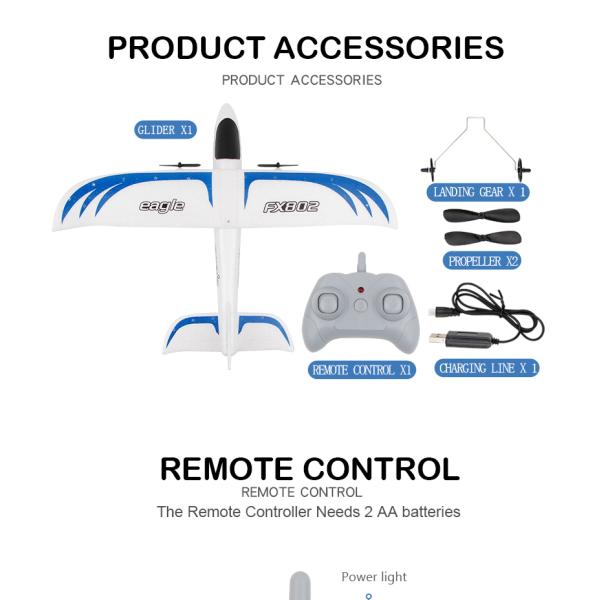 Foam Throwing Plane Airplane Toys Fx802 RC Eagle Glider Aircraft with Automatic Balance and Anti-collision Function