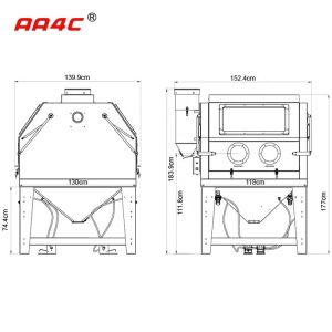 AA4C 1200L Industrial sandblasting cabinet rust removing sandblaster heavy duty