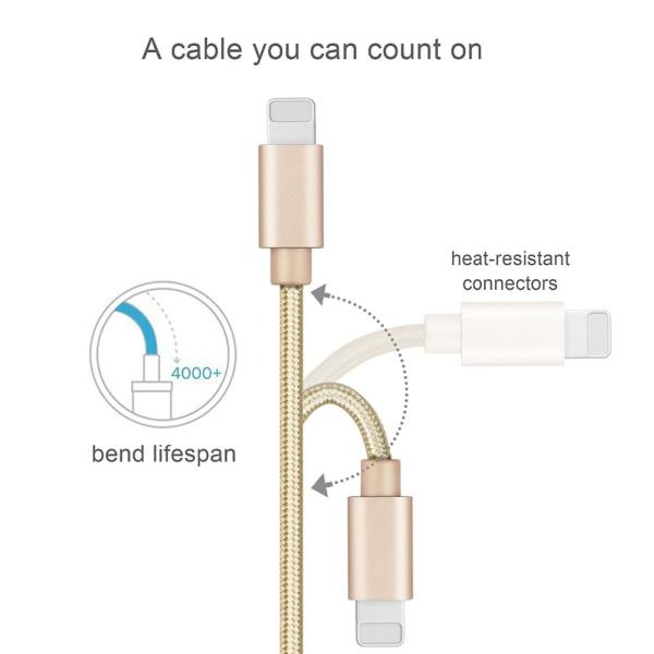 3FT 6FT 10FT USB Data Cable IPhone Charger Cord 1m 1.8m 3m Length Customized