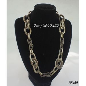 Fashion Copper Alloy Jewelry Antique Bronze Necklace with Plastic Beads Main