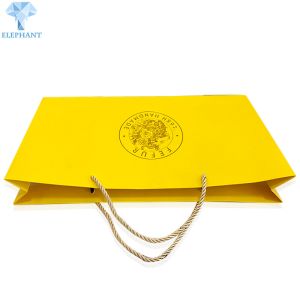 Handmade Flat Bottom Gold Gift Bags With Handles Hot Stamping