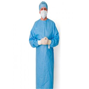Multicolor Medical Isolation Gowns Poly Coated With Fluid Resistant