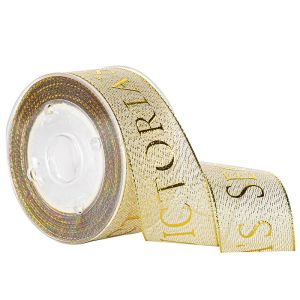 Gold Luxury Gifts Packaging 100mm Printed Sheer Ribbon