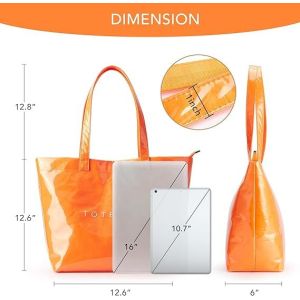 Fashion Casual Street Reusable Environmental Handbag Zipper Tote Bag, Kraft