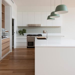 Home Matte White Melamine Kitchen Cabinet With Island