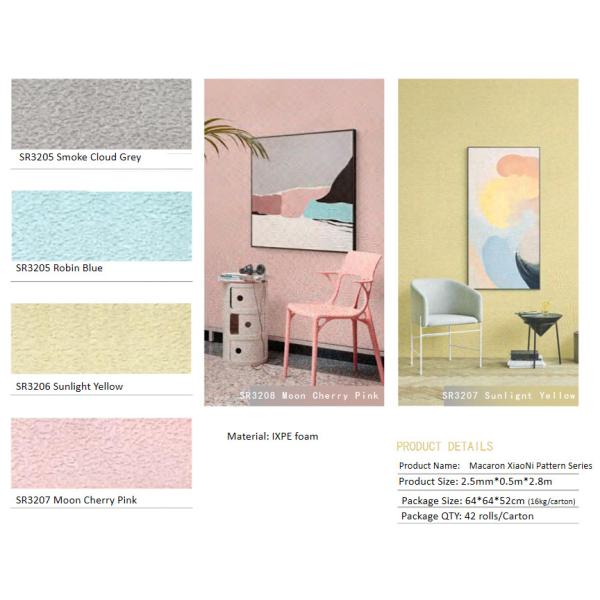 Soundproof Waterproof Foam Self Adhesive Wallpaper Roll For Indoor Wall Decoration