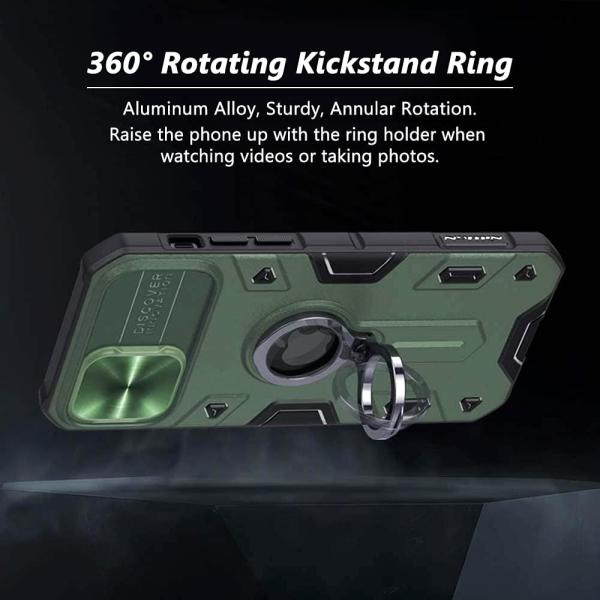 iPhone 12 Pro Max Case with Camera Cover & Kickstand, Duty Military Grade Armor Protection Cover,