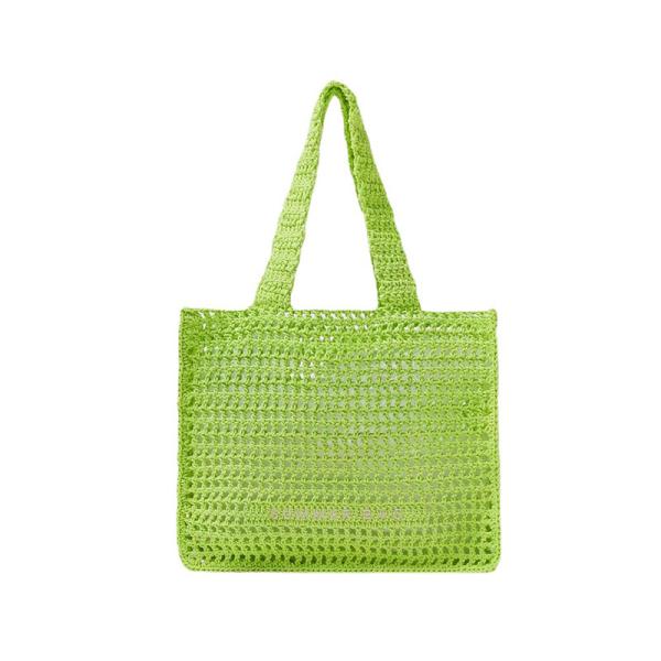 Women Children Hollow Crochet Straw Woven Bag Summer Seaside Letter