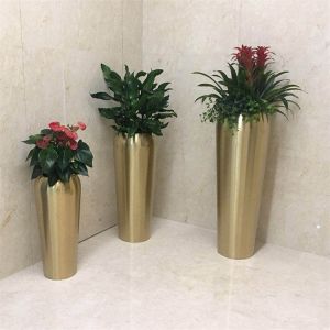Stainless steel mirror planter cylinder round flower pot bucket