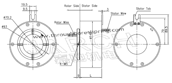 3000RPM Medical equipment High Speed Slip Ring IP51 rotary electrical joint ID:70mm