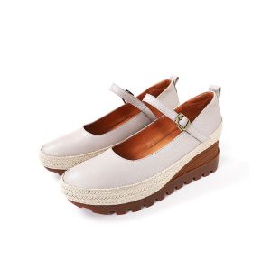 Quality S279 Spring All-Match Leather Toe Cap Platform Sandals With Enhanced Temperament, Hand-Woven Breathable Women'S Shoes for sale
