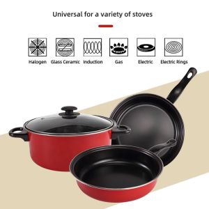 Multifunctional Kitchen Iron Non Stick Pans And Pots Set With Lid