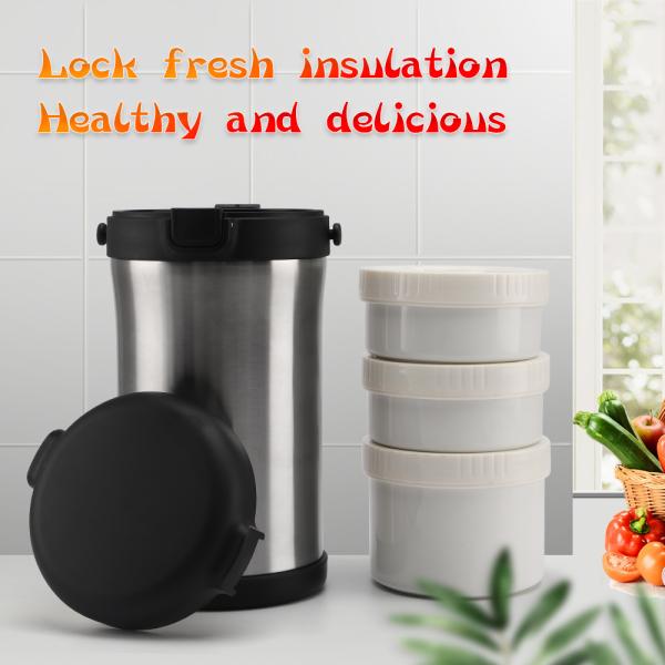 Soup Thermos Wide Mouth 67oz 3 Tier Large Food Thermos Jar Food Flask for Hot Food with Handle