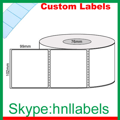 Custom Thermal Label 102mmX99mm/1 Plain D/Thermal Roll Perm Perf 1,500Lpr 76mm