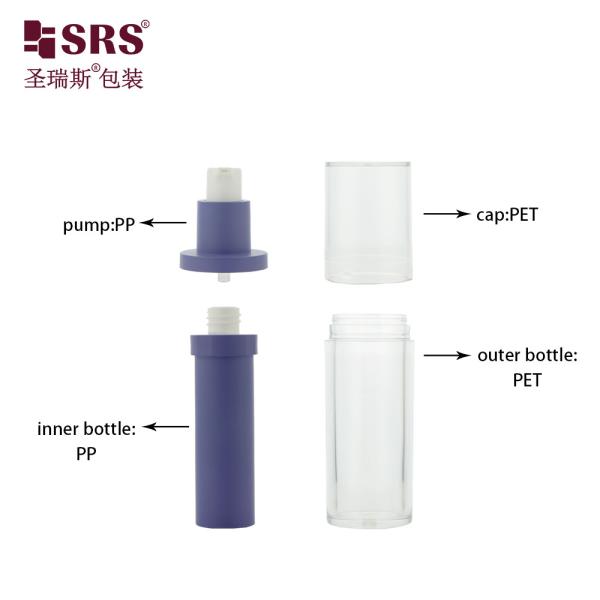 30ml 1 oz Empty Custom Injection PET Double Wall Replaceable Airless Pump Lotion Bottle