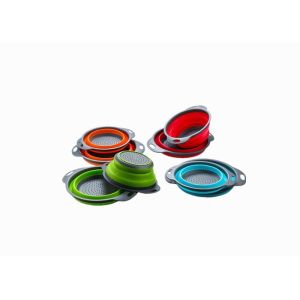 Folding Silicone Kitchen Gadgets , Portable Silicone Colander Strainer