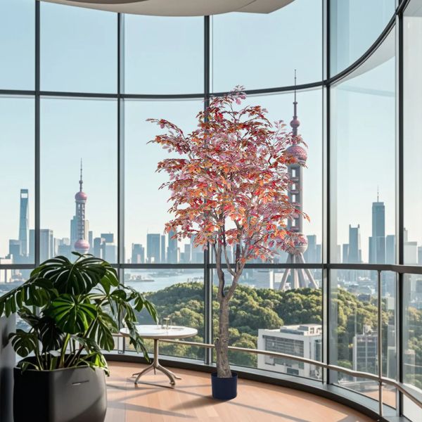 Commercial Artificial Autumn Oak Tree 280cm | Large Fall Foliage Tree for Hotel & Restaurant Ambiance