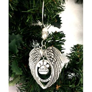 Zinc Alloy Metal Angel Wing Pet Loss Christmas Ornaments For Deceased Pets