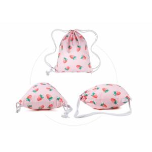customized Pink digital full Printed Drawstring Backpack With Adjustable Straps