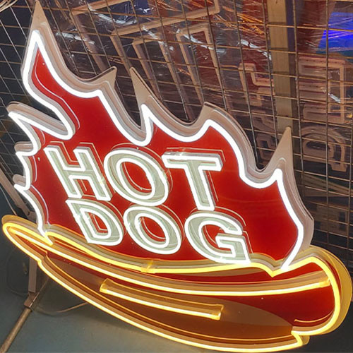 Hot dog neon signs coffee shop neon sign hot dog zone led light sign