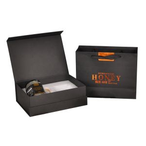 Elegant Glass Bottle Carry Honey Gift Box Magnetic Cardboard Packaging