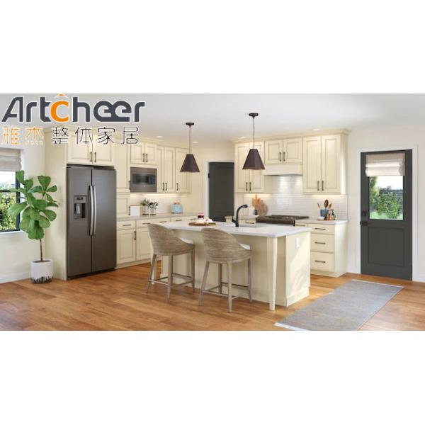 Skinny Shaker Cabinets in Oak Color Made of Solid Birch Wood for Customized Kitchen Design