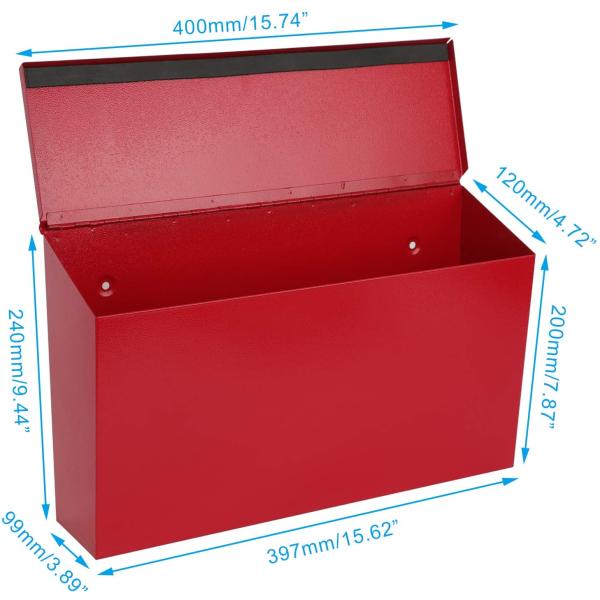 Garden Medium Capacity Heavy Duty Wall Mount Powder Coating Metal Wall Mount Mailbox