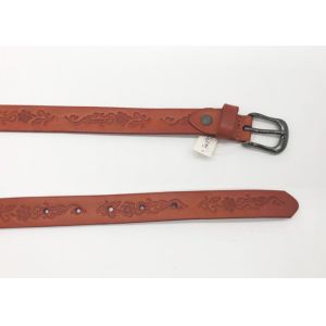 Cowhide Genuine Embossed Leather Belt For Women Gunmetal Pin Buckle