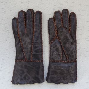 Attractive design printed Russian sheepskin shearling warm gloves winter