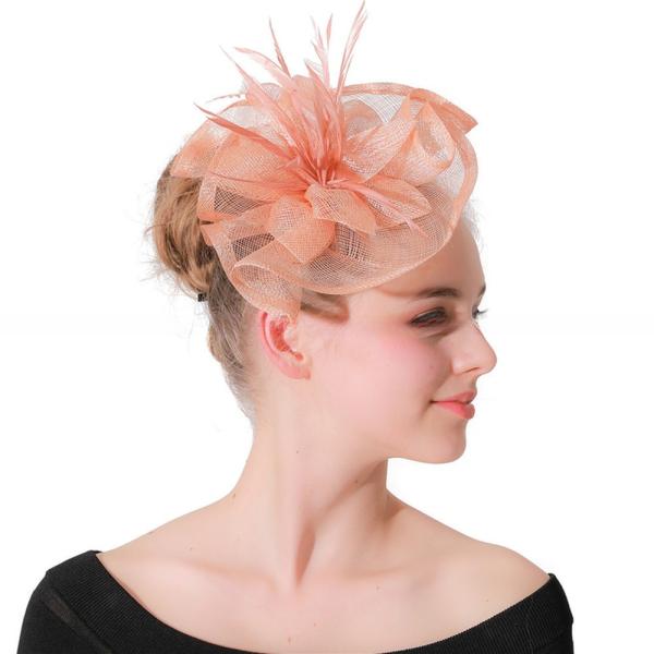 Party Decoration Sinamay Feather Fascinator in Dyed Chicken Feather Pattern