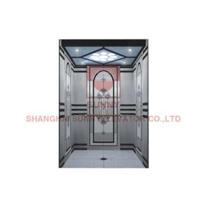 China 630kg With Stainless Steel Etching Machine Room Passenger Elevator on sale